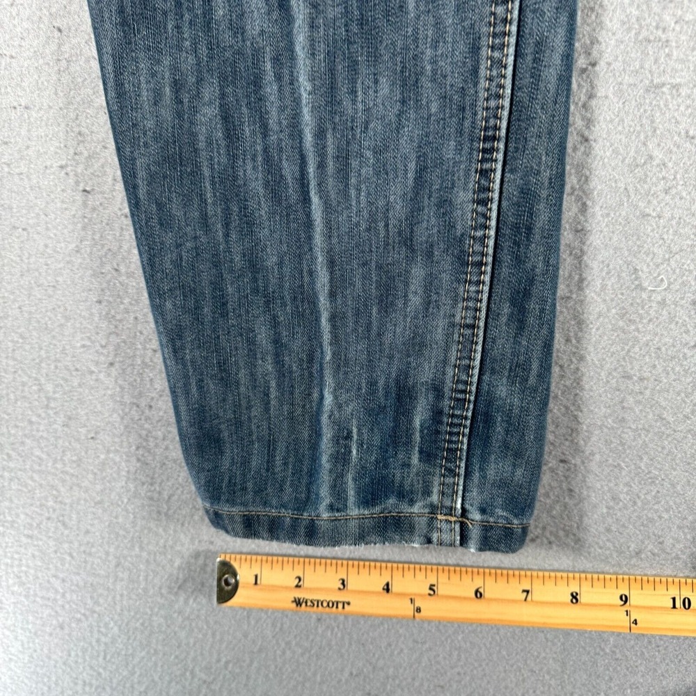 PD&C Slim Straight Jeans Mens 34x30 Blue Medium Wash Classic Distressed Denim - Picture 7 of 16